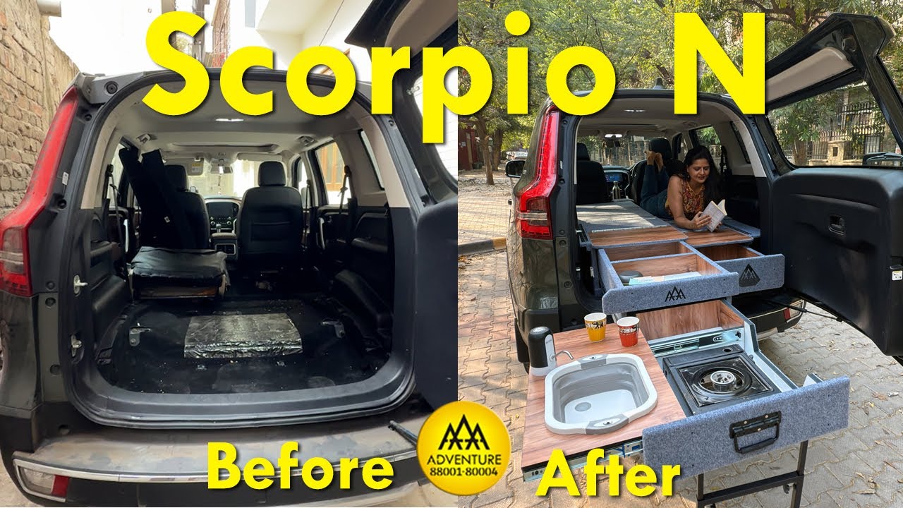 SCORPIO N - All Seats Remove II Ready for Camping.. kitchen & bed setup @IndianBackpacker