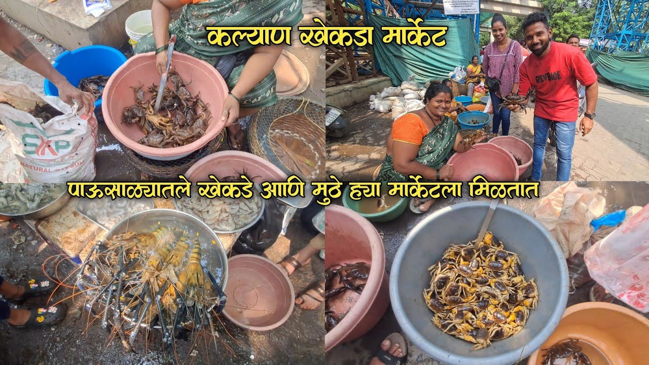 कल्याण खेकडा मार्केट 🦀 पावसाळ्यातले खेकडे आणि मुठे ह्या मार्केटला मिळतात l KALYAN CRAB MARKET #crab