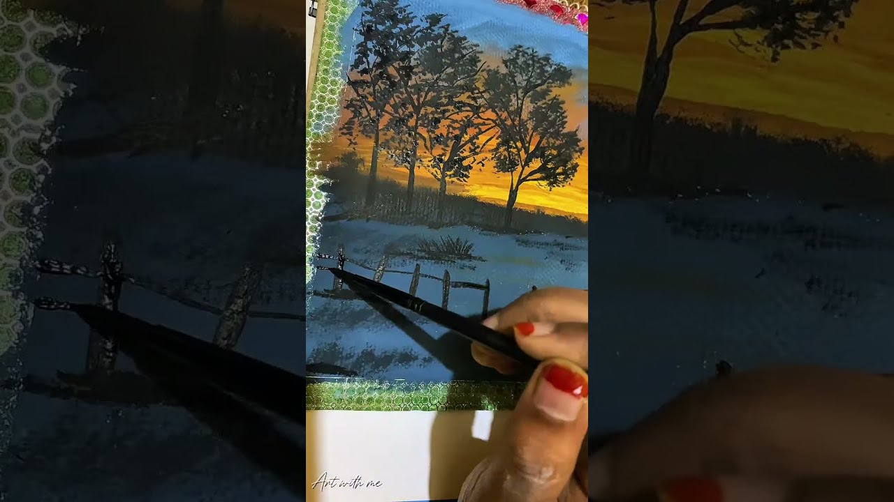 Beautiful sunset painting🌅 ||Acrylic painting 🎨||Easy tutorial 🤍