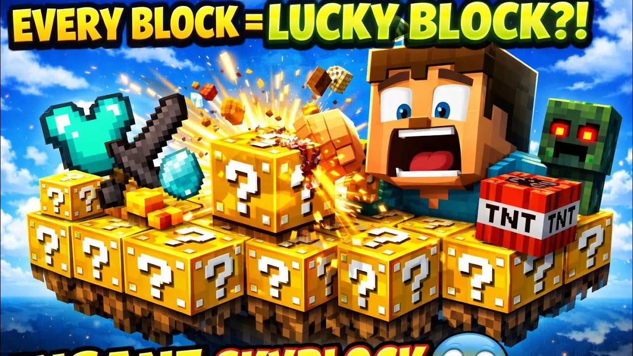 Minecraft But Every Block is lucky In Skyblock 