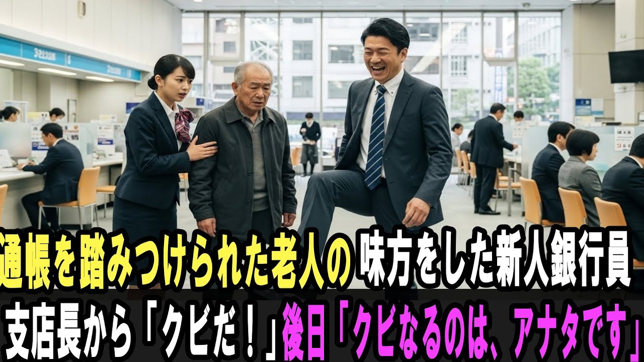 銀行で通帳を踏み付けられた老人の味方をした若手銀行員にクビ宣告をした支店長。直後、老人の放った一言に支店長が顔面蒼白に…