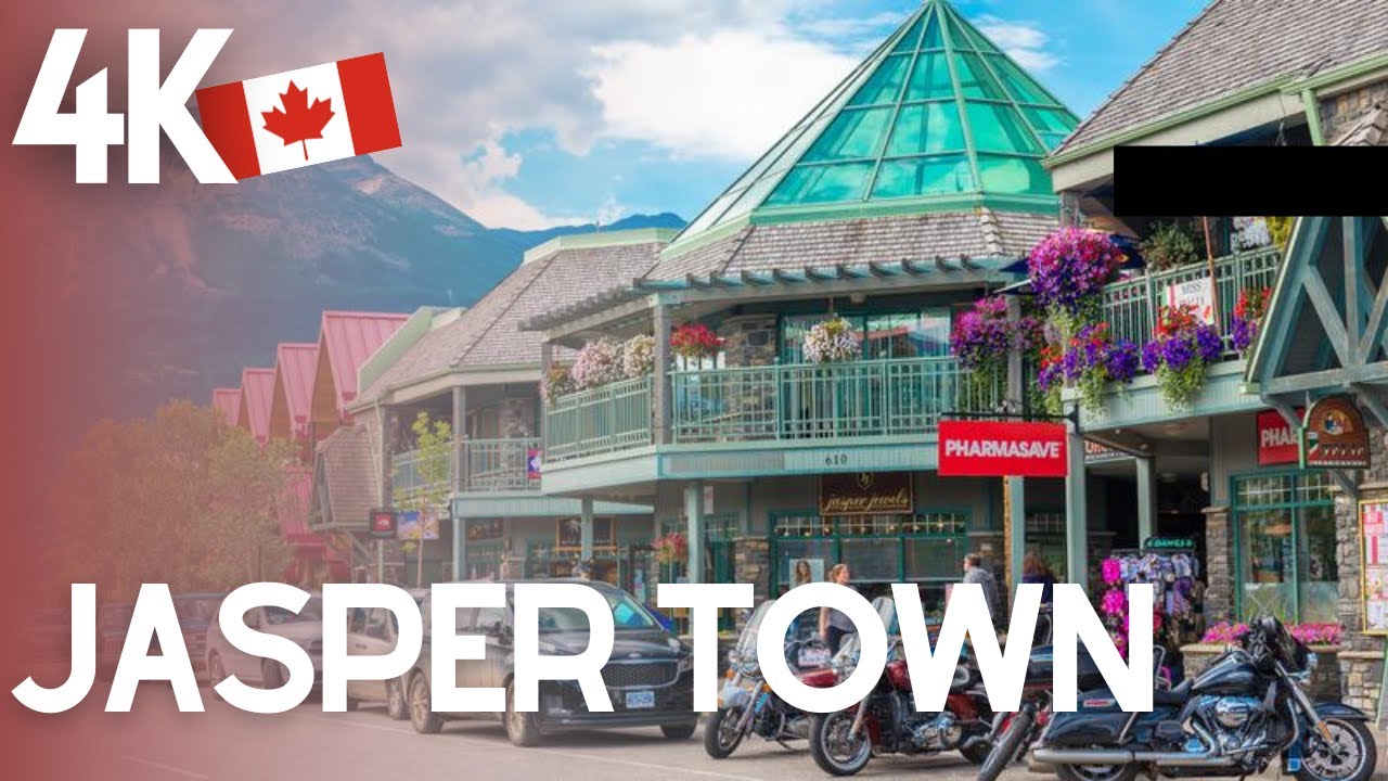 Jasper Town | Canada | Virtual Walking Tour | Ambiance | 4K