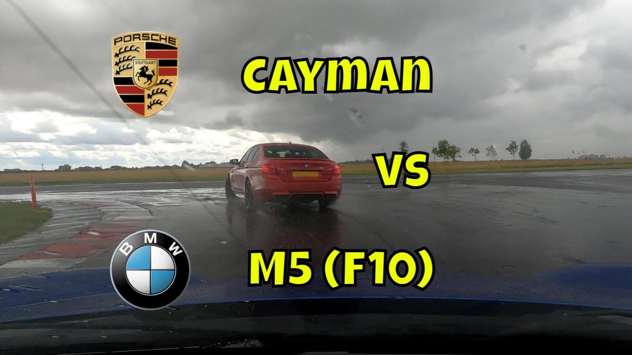 Porsche Cayman 987 vs BMW M5 (F10) on track at Bedford Autodrome (part 1)