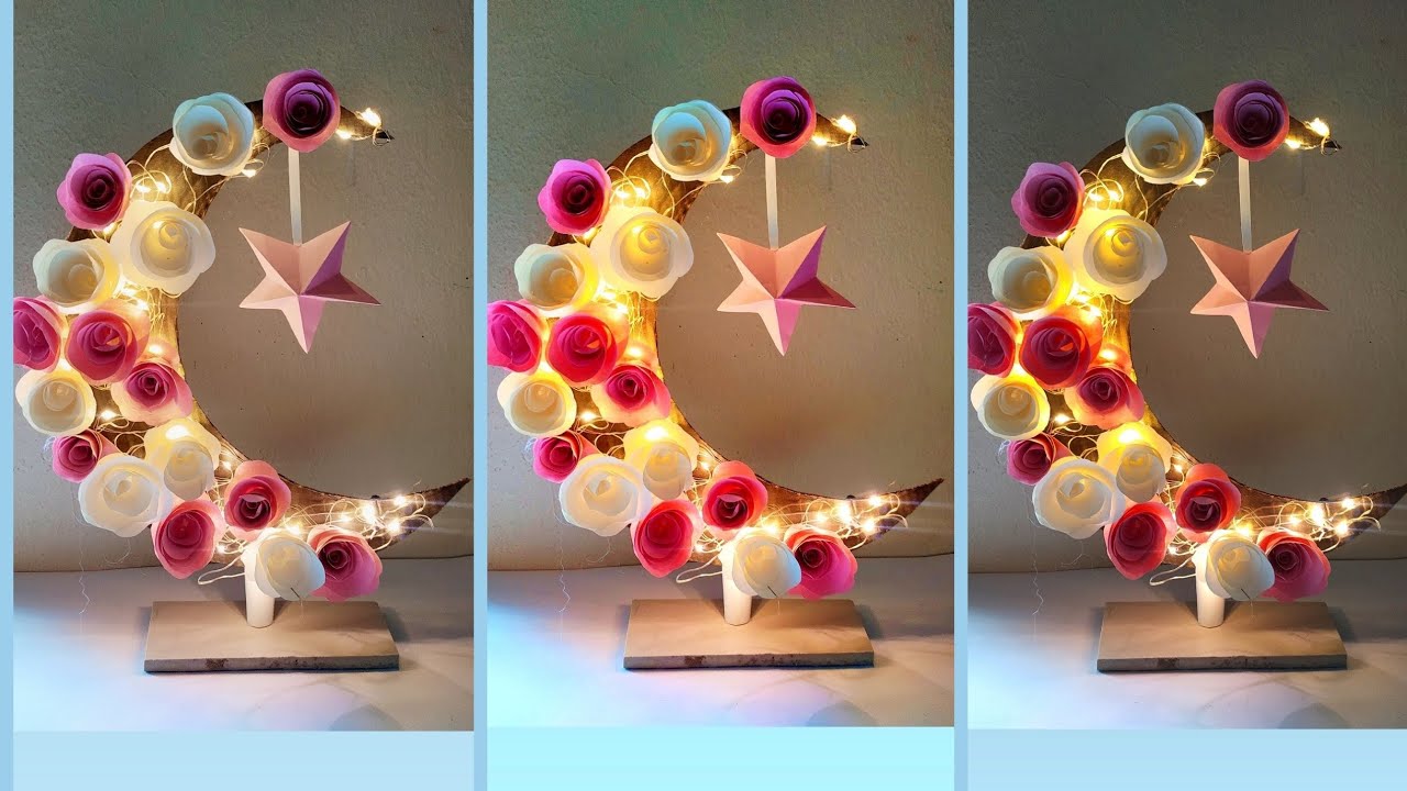 Ramadan decoration idea || star moon light showpiece || Eid decor || cute paper craft ideas 