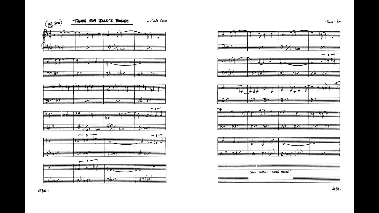 real book solo piano: tones for joan's bones (Chick Corea)