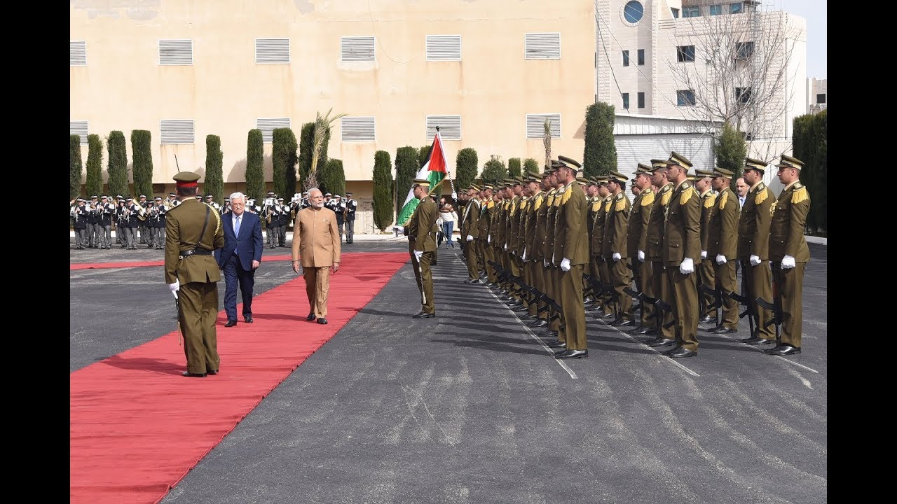Ceremonial welcome and guard of honour for PM Modi in Palestine