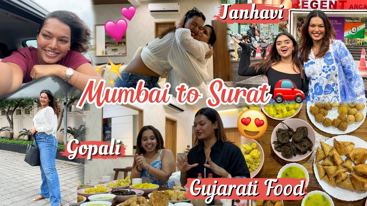 Mumbai to SURAT Vlog ft. @Gopali @thebrowndaughter | Gujju food, Shoots & Mazze! #TravelWSar