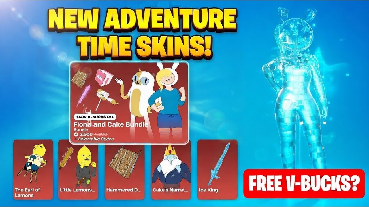 NEW ADVENTURE TIME SKINS! Fionna & Cake Bundle 1,400 VBucks OFF! 🔥