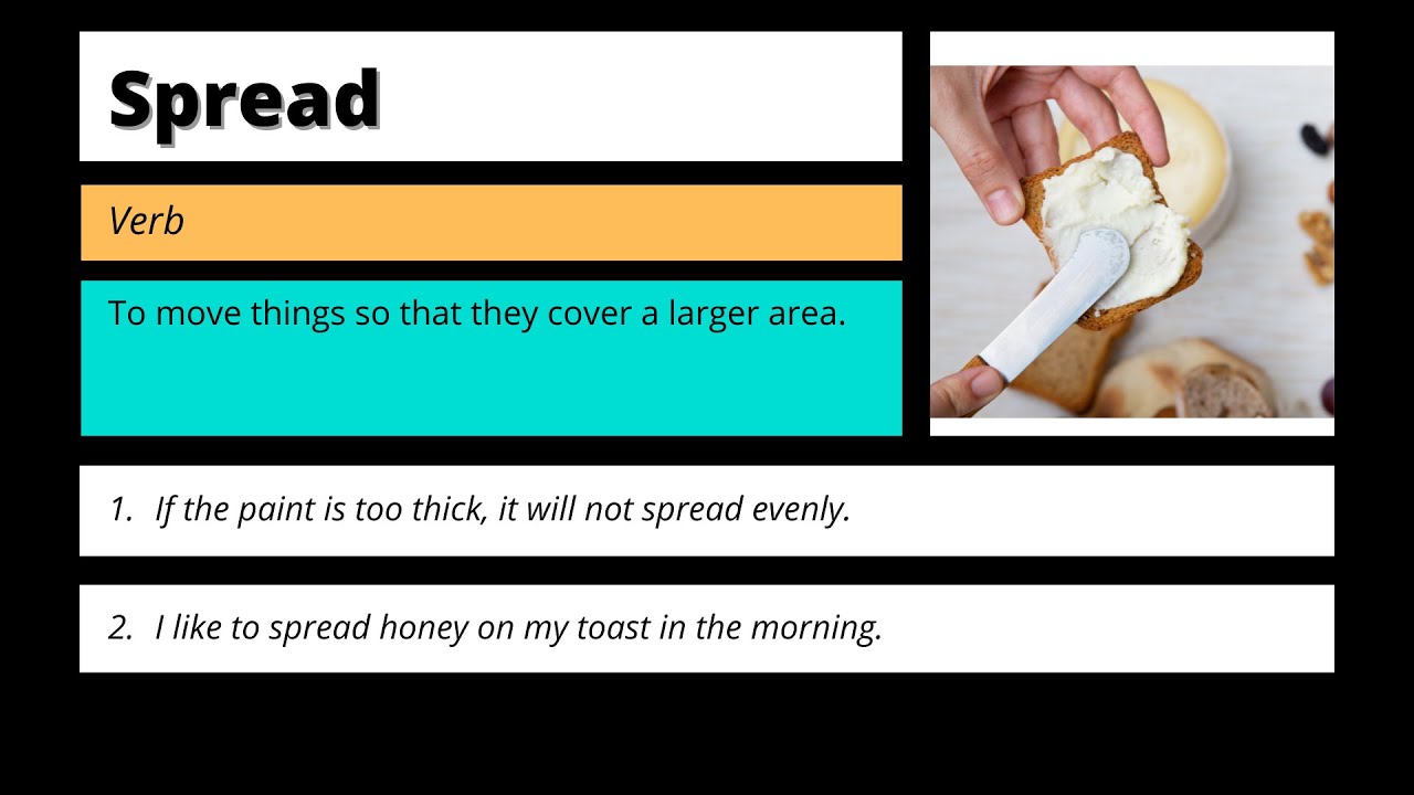 Spread - Verb | Pronunciation | Definition | Examples