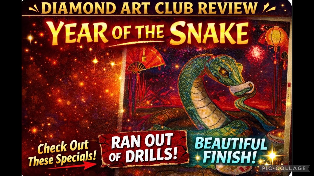 Завершение алмазной живописи «Год Змеи» | Обзор поста от Diamond Art Club
