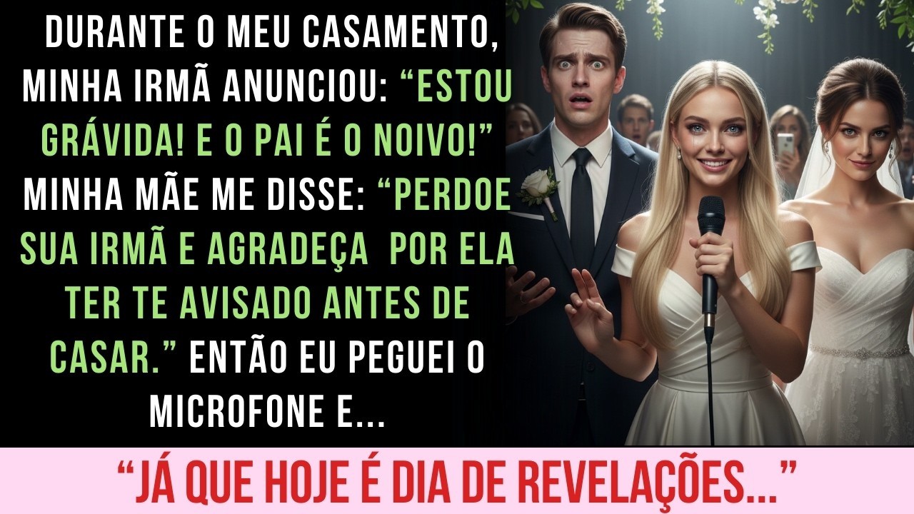 MINHA IRMÃ ANUNCIOU QUE ESTAVA GRÁVIDA DO MEU NOIVO NO ALTAR. ENTÃO CONTEI UMA BOMBA AINDA MAIOR...