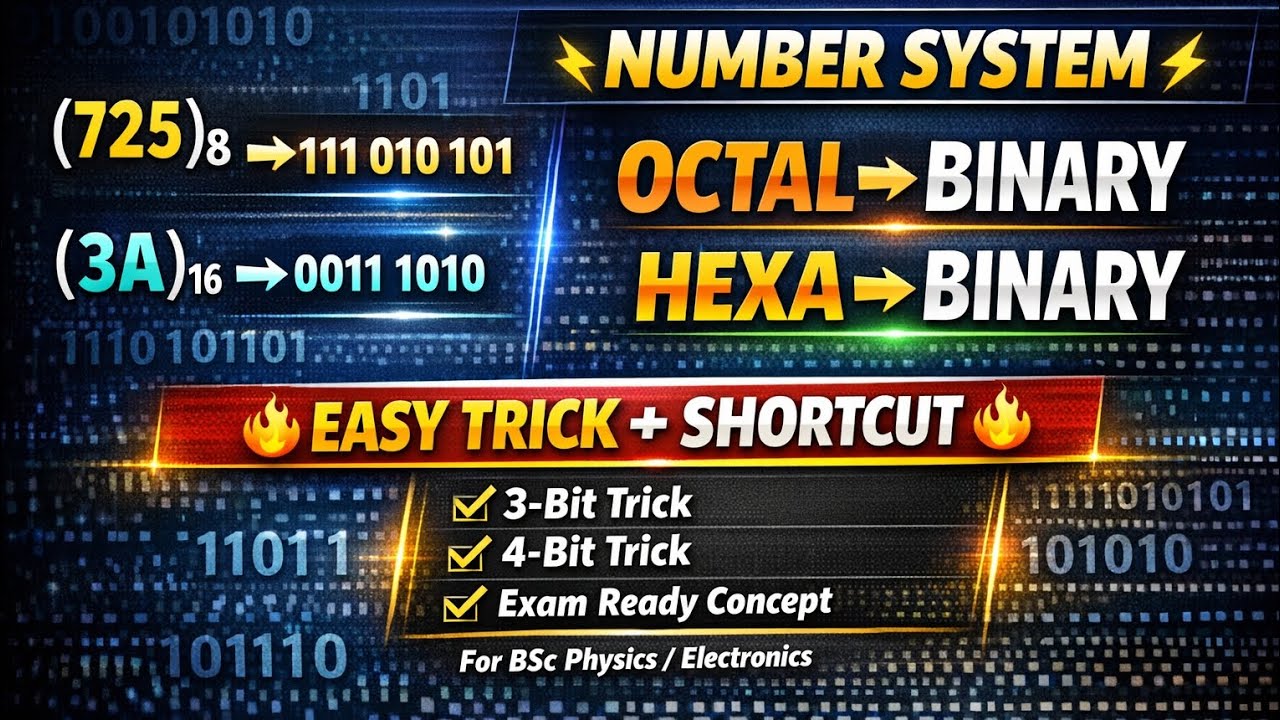 Number System Trick 🔥 | Octal to Binary & Hexadecimal to Binary (Easy 3-Bit & 4-Bit Method) | BSc 