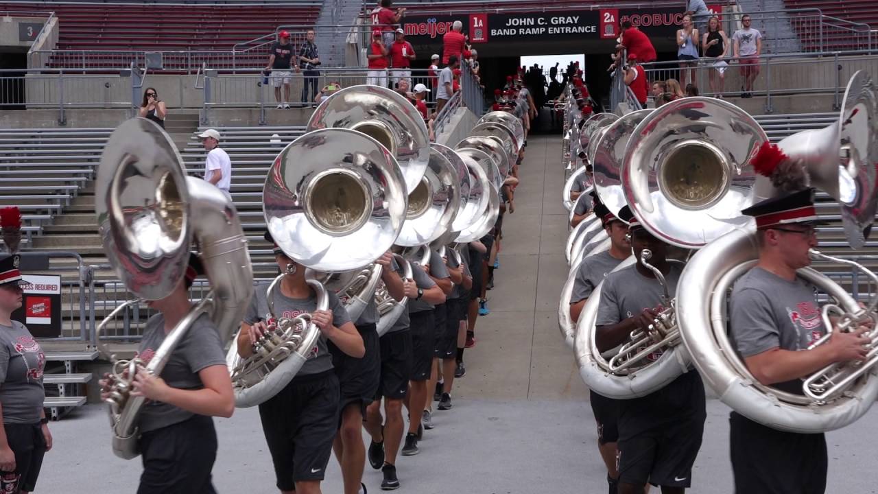 OSUMB 8 27 2016 Ramp and pregame  at the Band Family Picnic, August 27, 2016