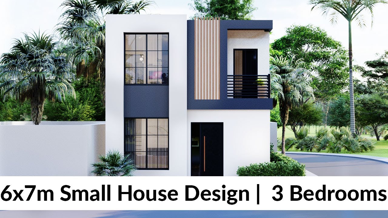 (6x7 Meters) Small House Design Idea with 3 Bedrooms (Layout #2)