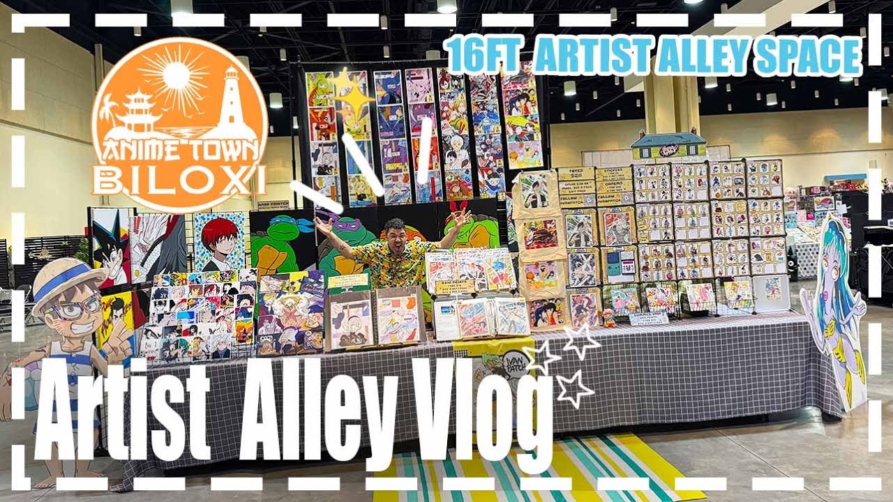 My Biggest Table Display! Anime Town Biloxi and a lot of Drawing | Artist Alley Vlog!