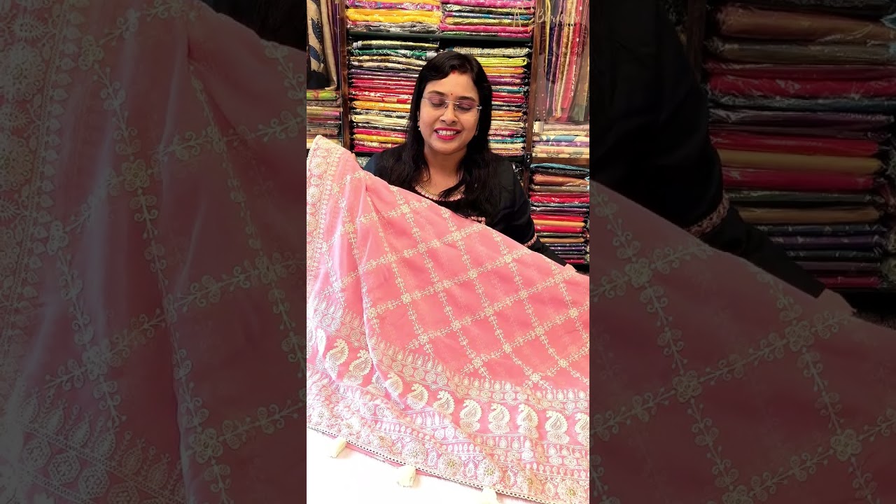 Premium chiffon silk fabric with Chikankari