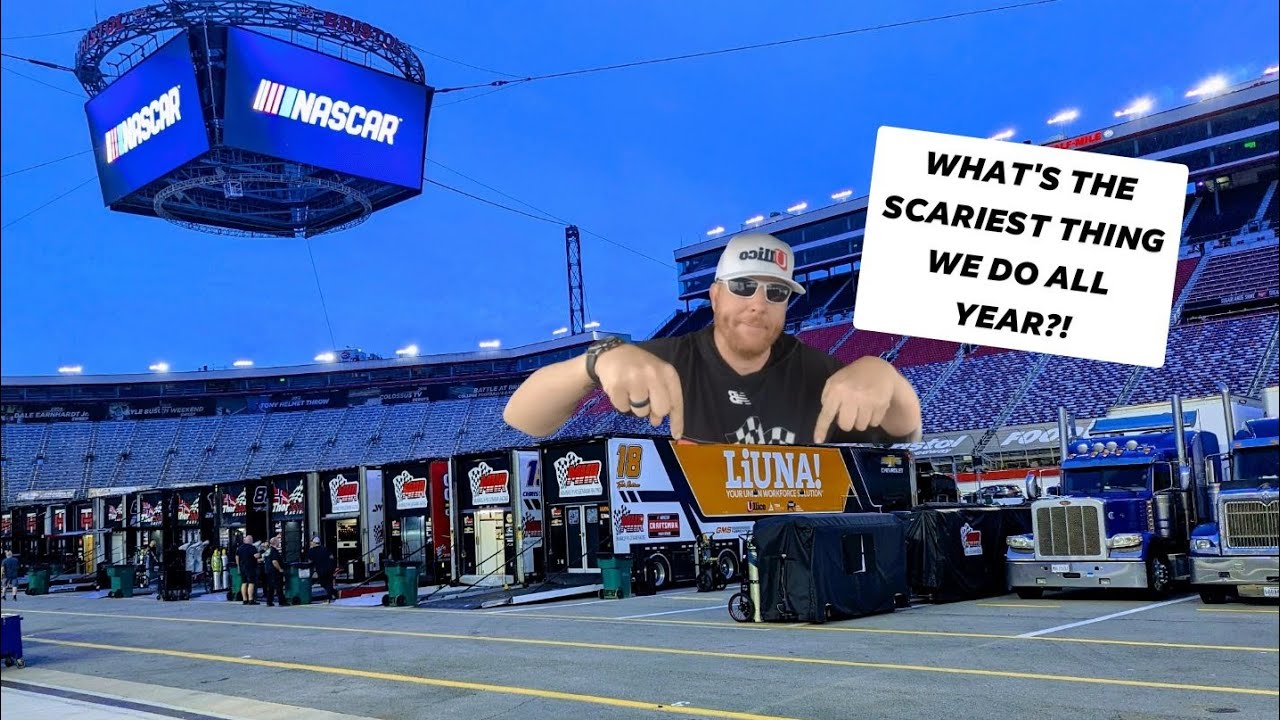 Парковка грузовика NASCAR Hauler с видом от первого лица на автодроме Бристоль Мотор Спидвей!