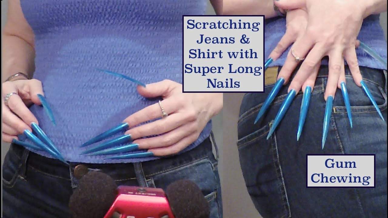 ASMR Jean Scratching | Fabric Scratching | Extremely Long Nails | Gum Chewing | No Talking for Sleep