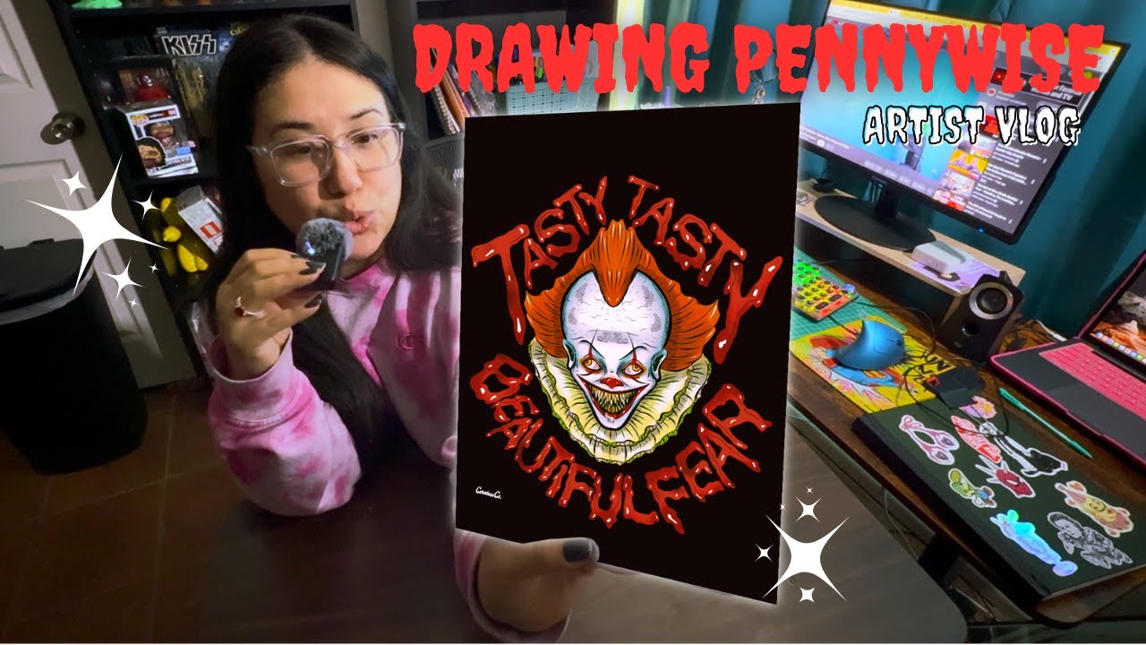 Drawing Pennywise | Creating my own font l Artist Vlog |