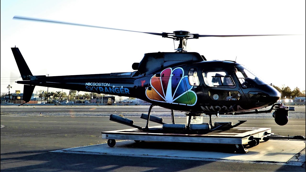 AS350 Start Up, Takeoff & Landing Test Flight NBC BOSTON SKY RANGER Airbus H125 N1231A News