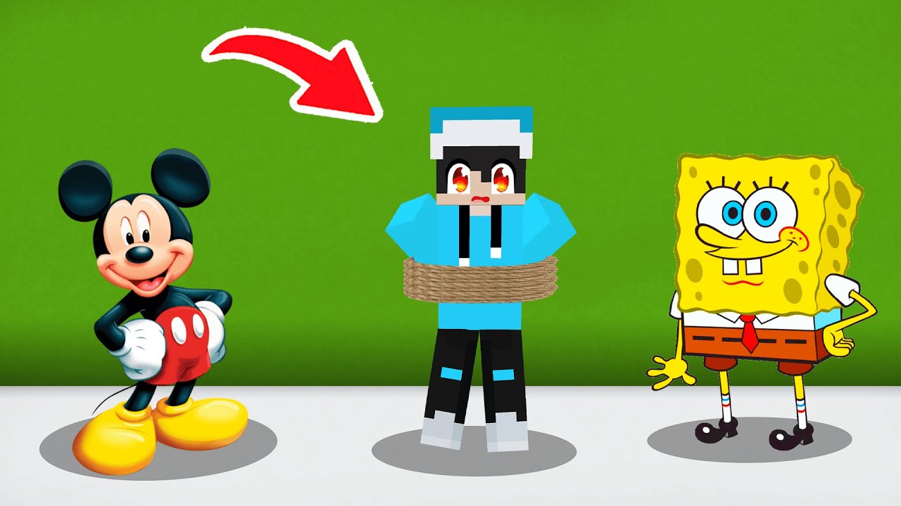 ماين كرافت لكن ميكي ماوس وسبونج بوب مقلبوني !!؟ 😱🔥