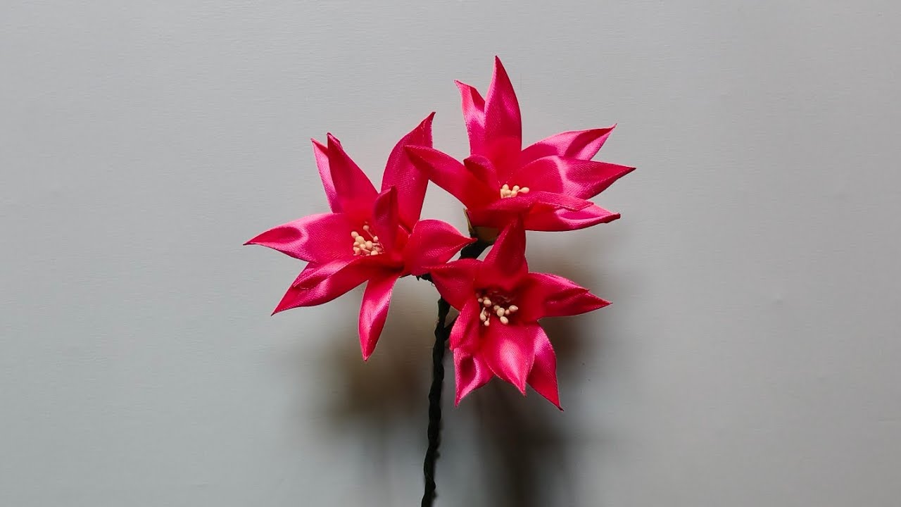 How to make Satin Ribbon Flower/Very Easy Ribbon Flower work/Craft 