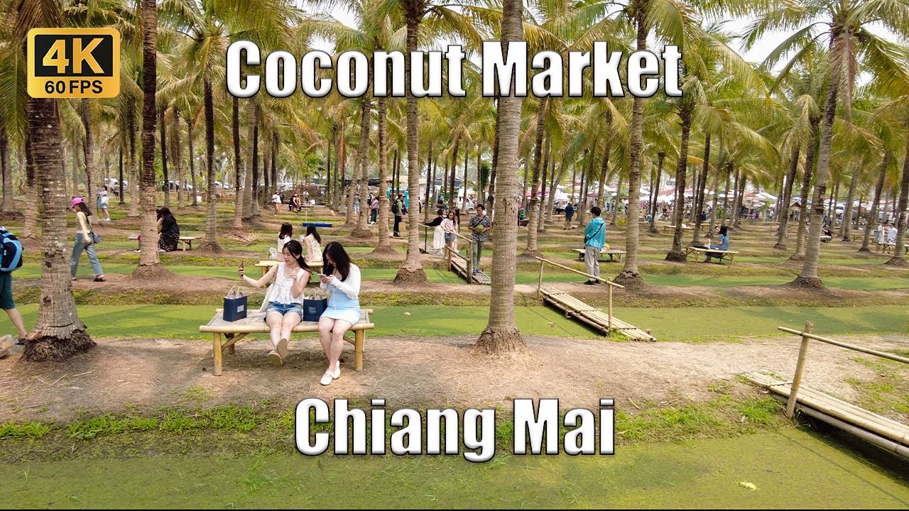 [4K🇹🇭] Chiang Mai Thailand | Coconut Market | New Popular Market in Chiang Mai |  Apr 2023