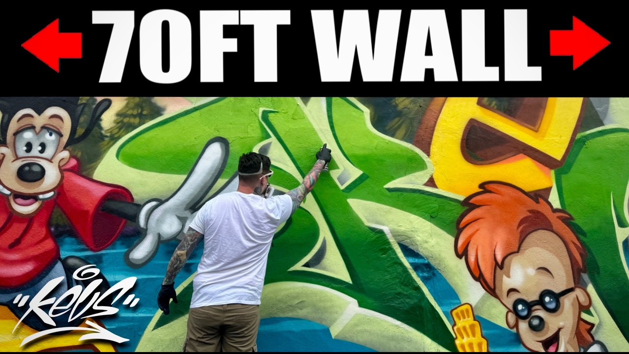 Spray Painting a 70ft Wall | A Goofy Movie Wall With Mike Blais