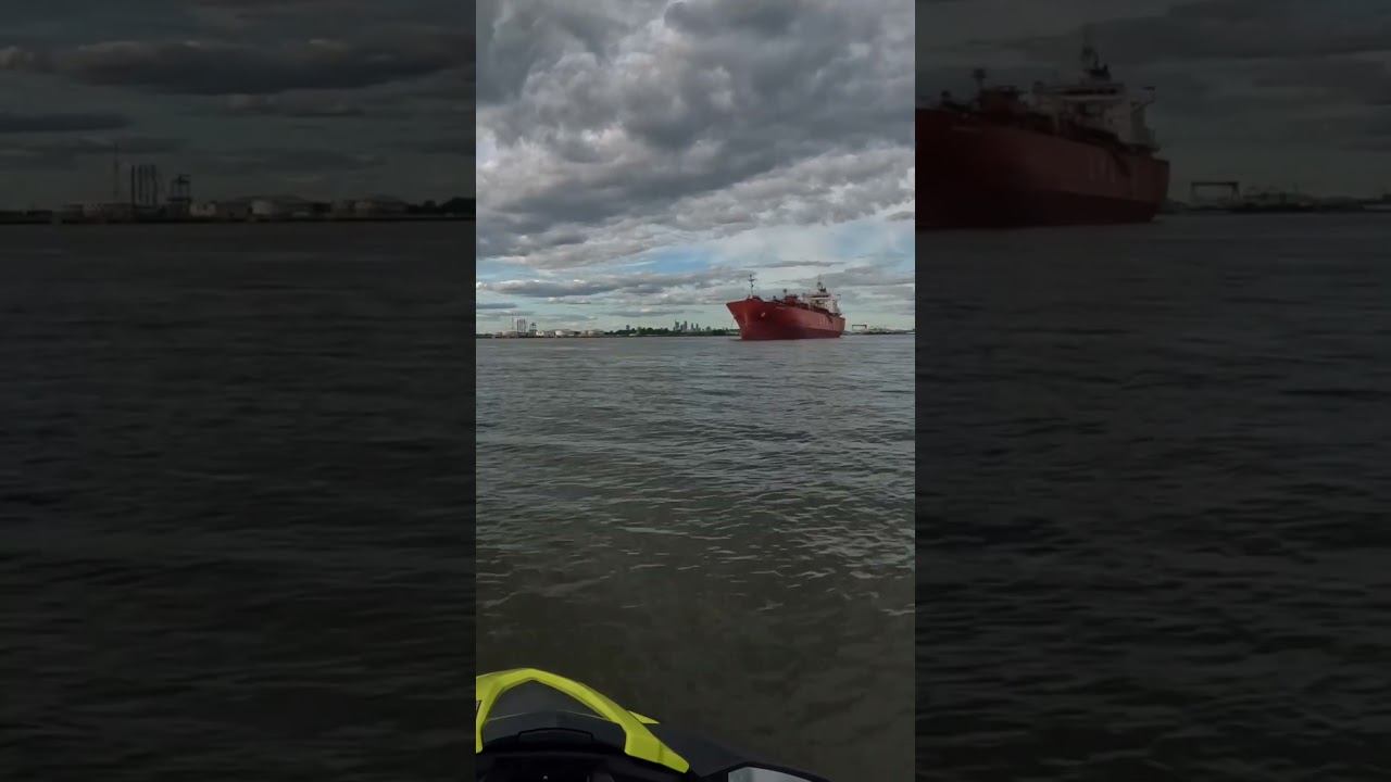 Cruising By A Ship On A Waverunner 