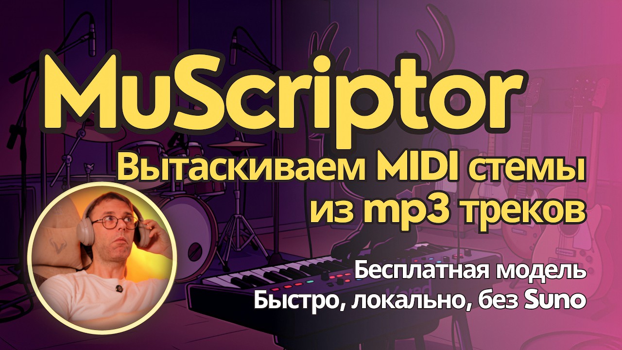 MuScriptor - бесплатная локальная модель для преобразования полного mp3 трека в MIDI стемы. Обзор