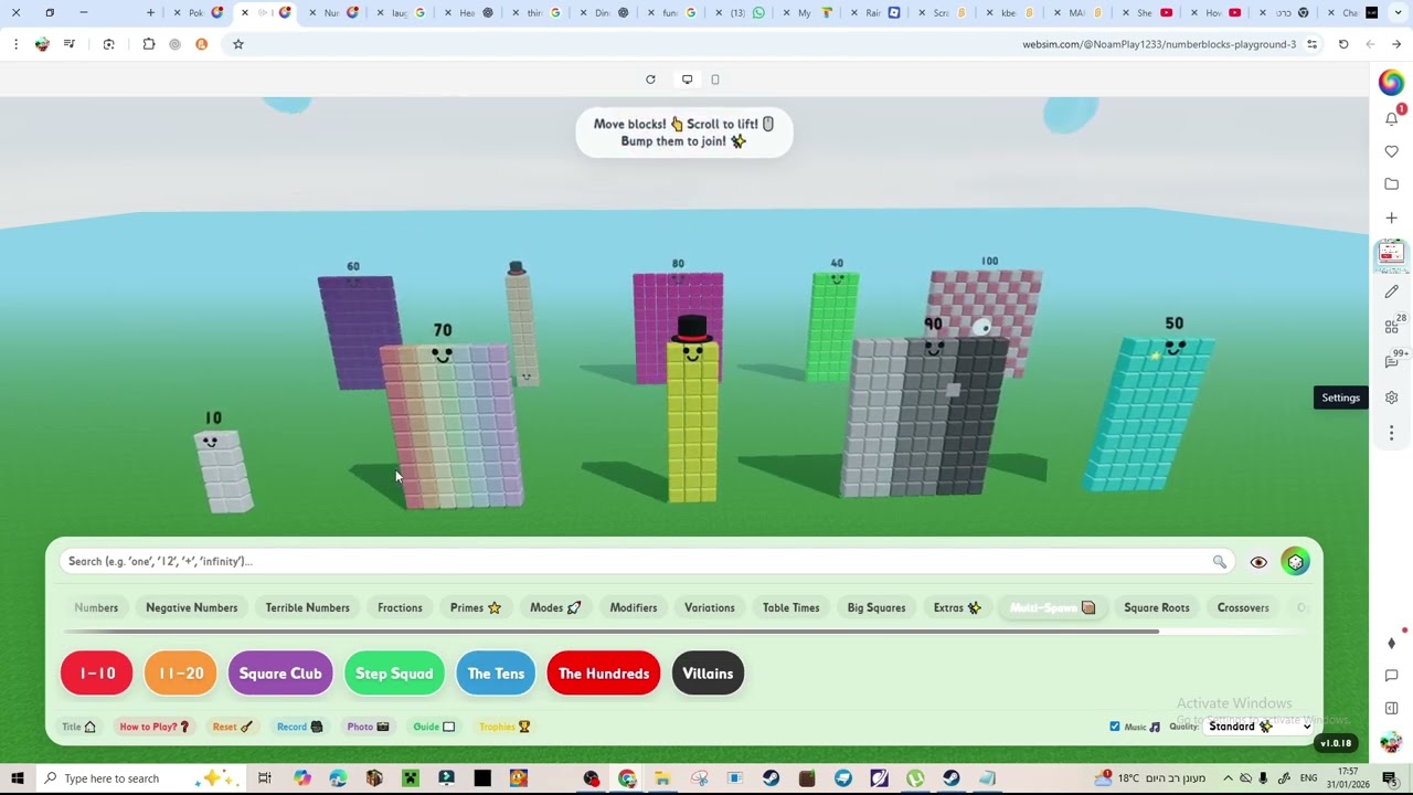 the new update in the numberblocks game! - By NoamPlay1233 on websim