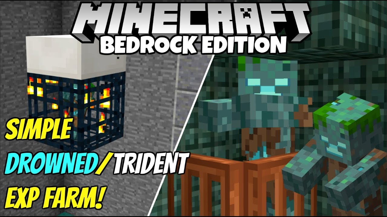 Minecraft Bedrock: Simple Drowned EXP Farm Tutorial! MCPE Xbox PC