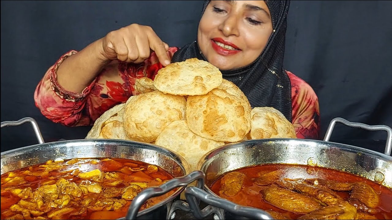 EATING SPICY CHICKEN SKIN LOTPOTI, CHICKEN WINGS CIRRY, LOST OF PURI, EARLIER ASMR, MUKBANG.