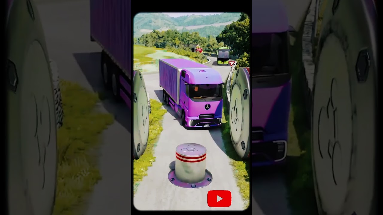 Bus 🚌 &track 🚒crossing and crash the end beamng.drive #shorts#shortsfunny#cartoon#rhymes