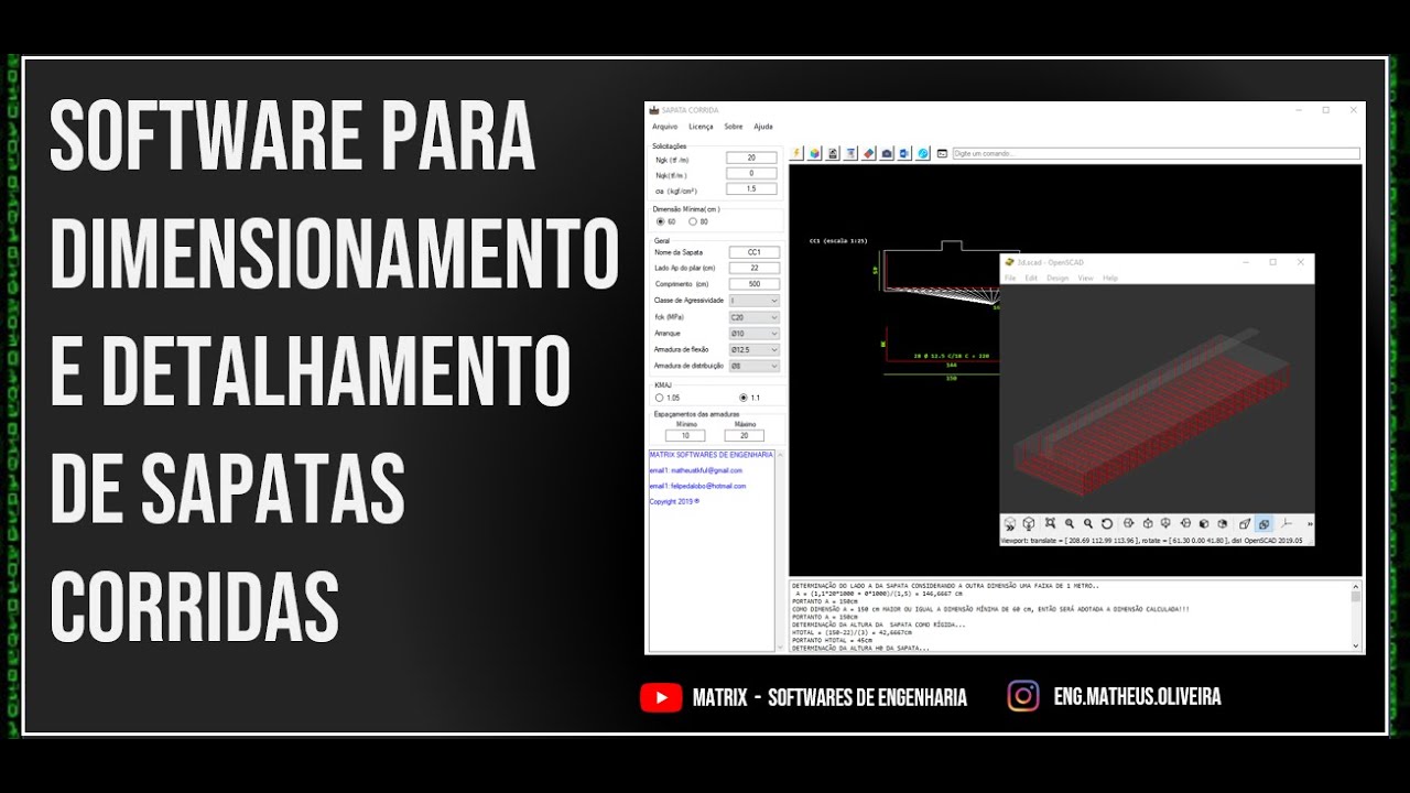 SOFTWARE PARA O DIMENSIONAMENTO E DETALHAMENTO DE SAPATAS CORRIDAS - WHATSAPP (+55 19 996746157)