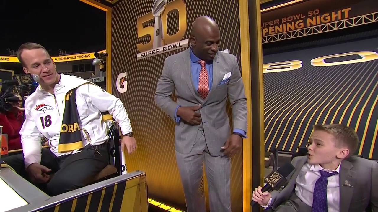 Young Cancer Survivor Interviews Peyton Manning | Super Bowl 50 Opening Night