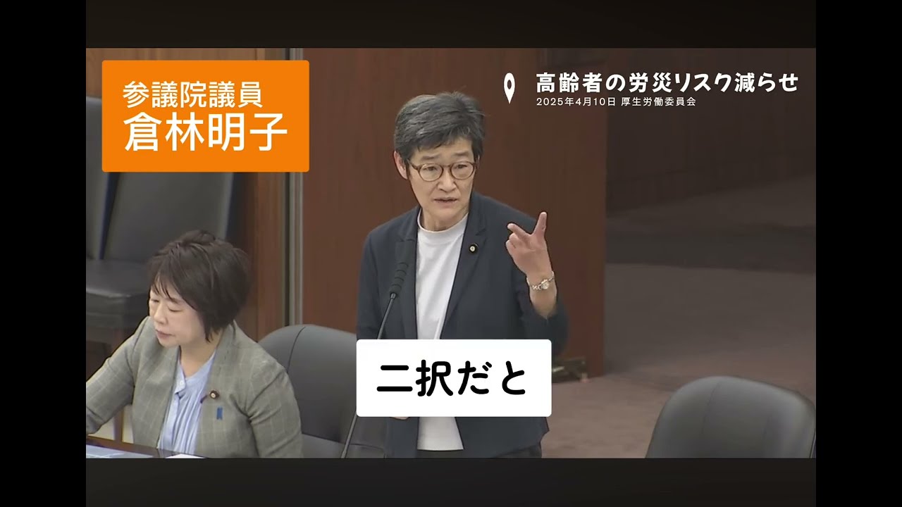 高齢者の労災リスク減らせ（2025年4月10日　参議院厚生労働委員会）