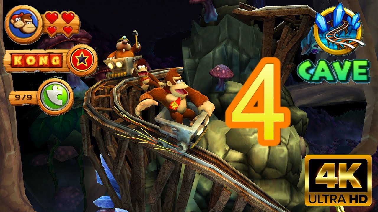 Donkey Kong Country Returns - World 4 [Cave] | No Damage / All Collectibles [4K]