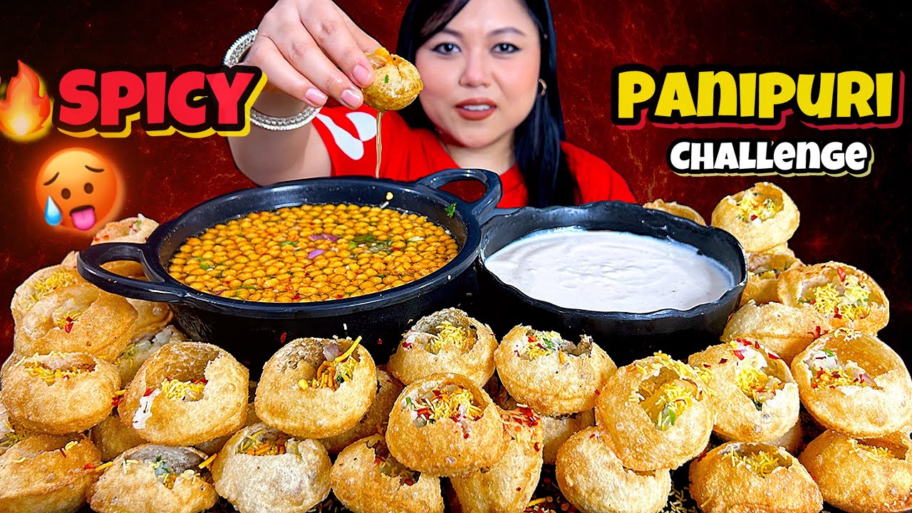 EATING 50 🔥SPICY PANIPURI & DAHIPUR CAHLLENGE | PANIPURI MUKBANG