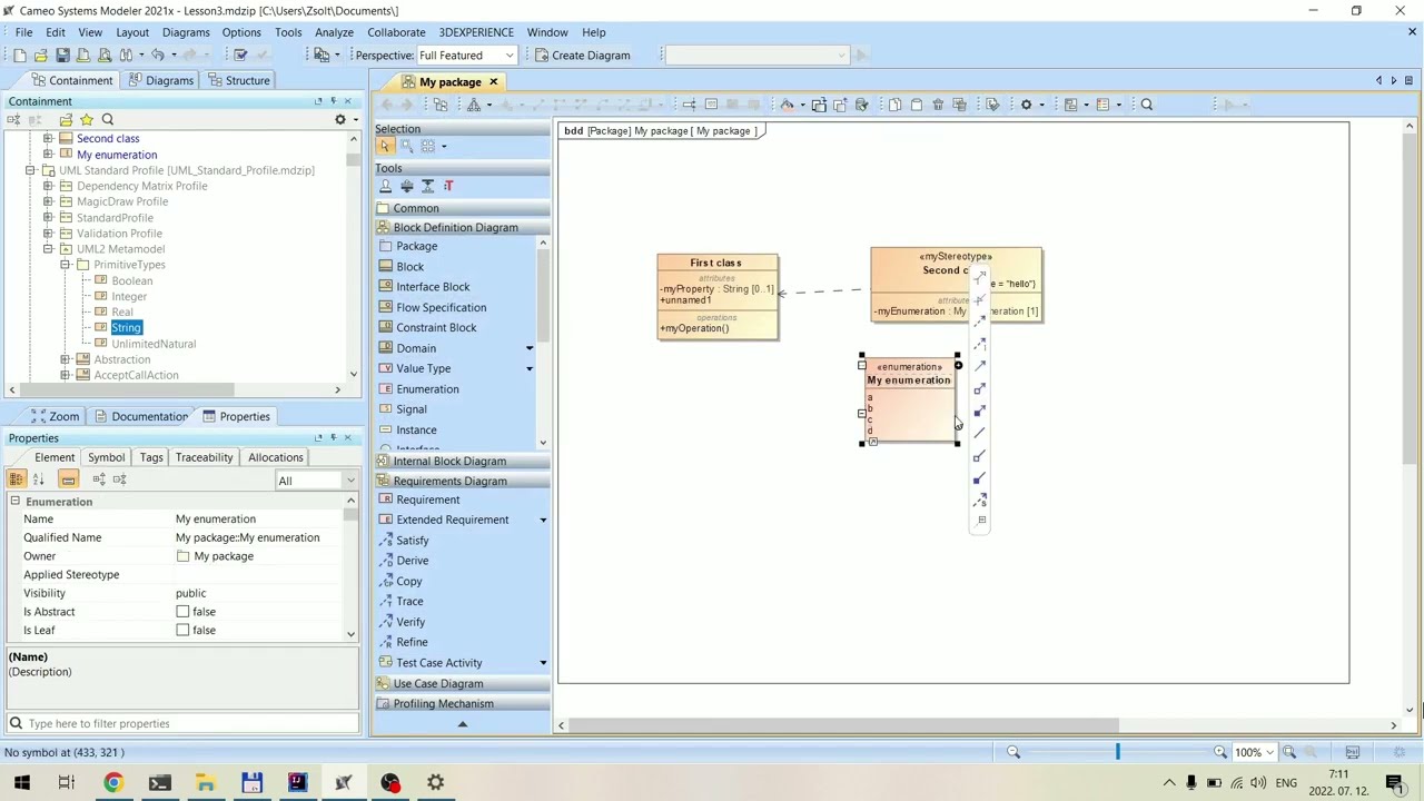 MagicDraw Plugin Development - Lesson 3 - Model elements
