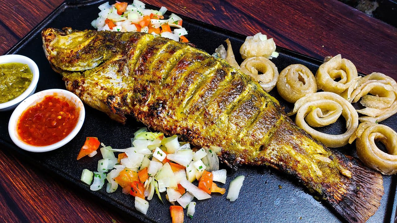 Mom's Recipe | Roasting a Large Fish | Cameroonian Roasted Fish with the Best Marinade and Dip