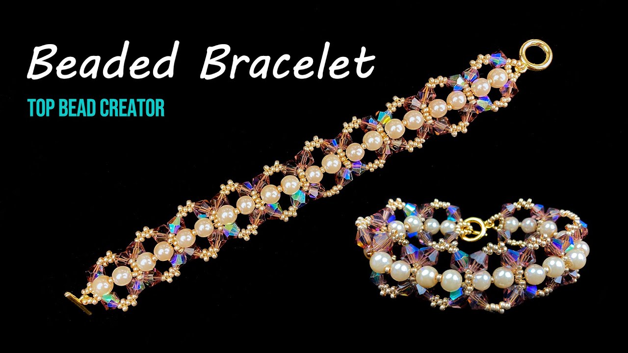 How to make beaded bracelet, Jewelry Tutorial, Bicone, Pearl, Seed beads