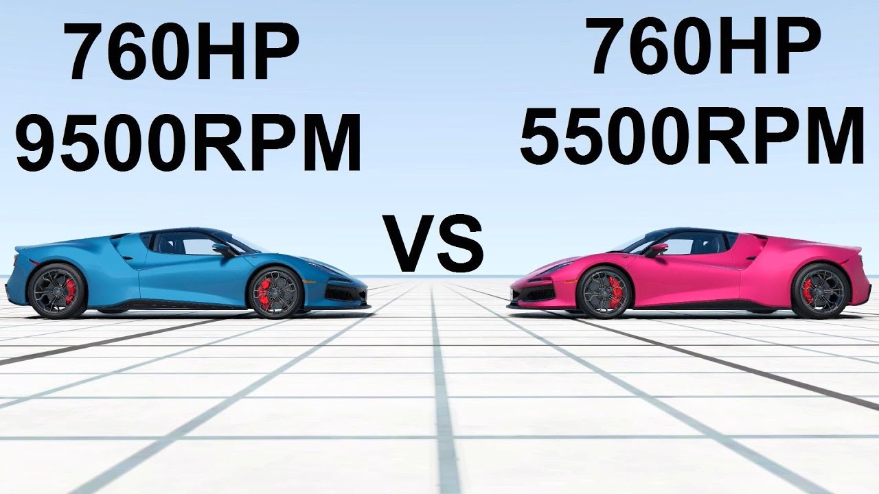 High RPM vs Low RPM (Same Power) - Which One Is Faster? BeamNG. Drive