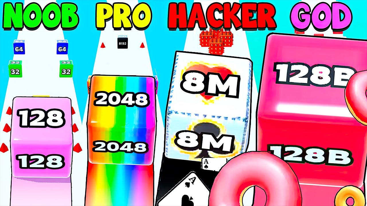 UNLOCKED A SECRET LEVEL IN THE GAME! 🎲 NOOB vs PRO vs HACKER in Jelly Run 2048