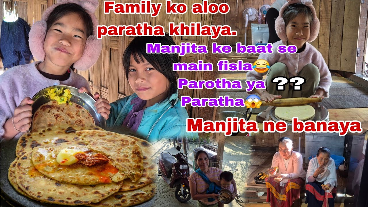 Aaj pura Family ko Aalo paratha khilaya // Manjita ne meri madad ki//# cookingvlogs