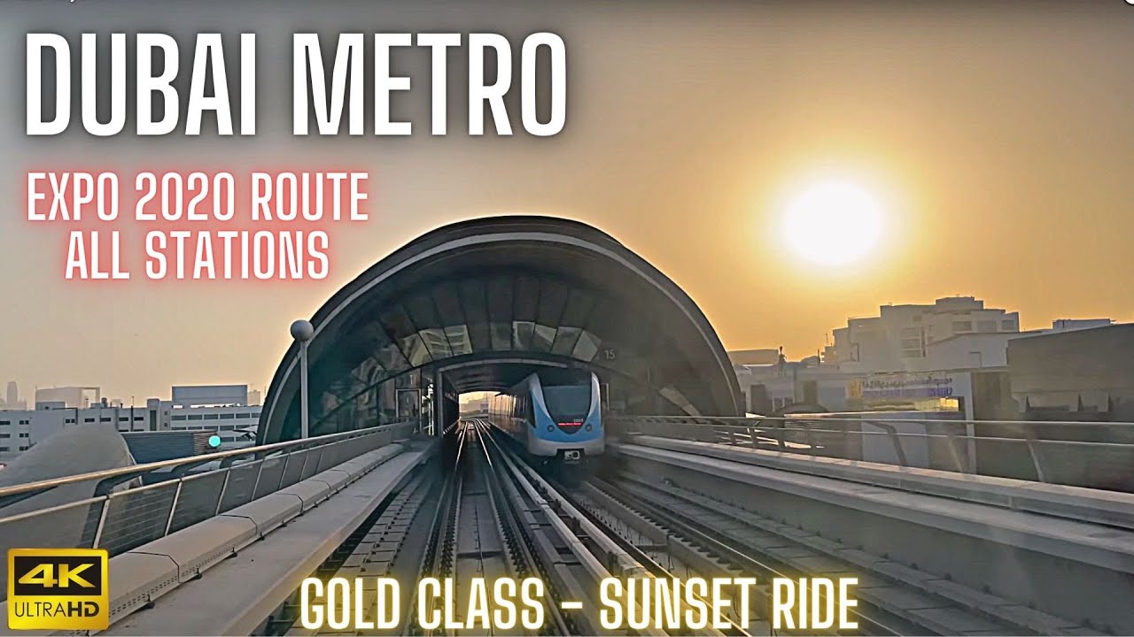 Traveling from Expo City Dubai in Dubai Metro New Train, All Stations, New Info in 4K