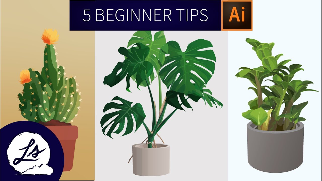 5 BEGINNER TIPS for Adobe Illustrator + plant series!