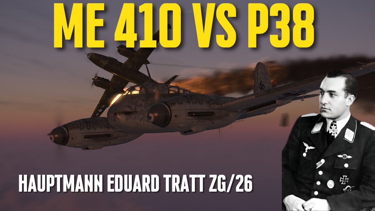Мессершмитт 410 против P38 Lightning | Гауптман Эдуард Тратт |  Самый результативный ас Zerstorer