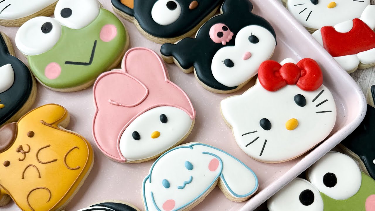 Sanrio Hello Kitty and Friends Sugar Cookies | 8 minutes of relaxing cookie decorating 💕