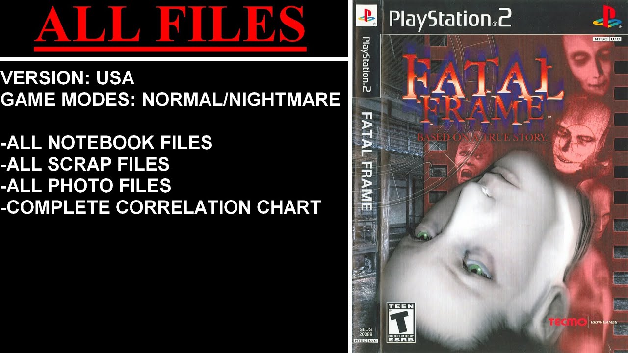 Fatal Frame [USA] (PlayStation 2) - (All Files - Complete Correlation Chart)